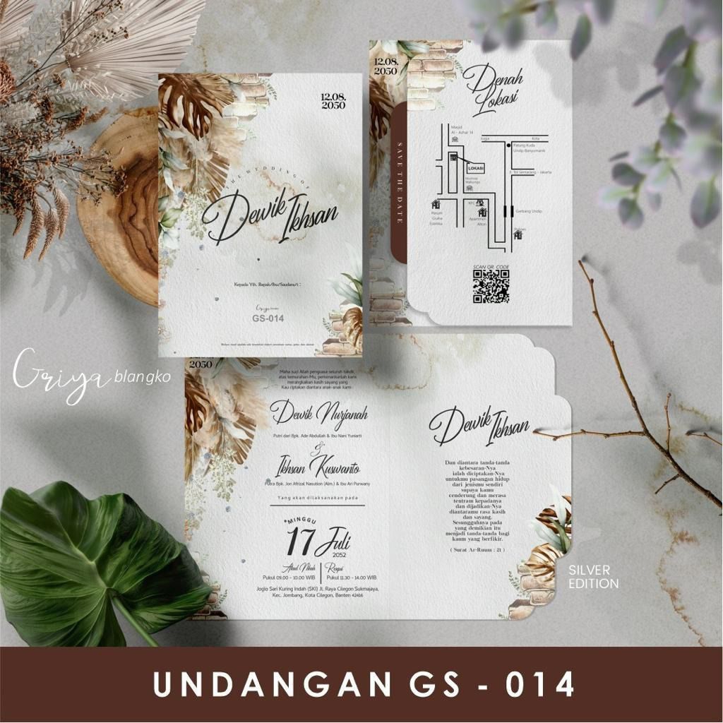 CETAK UNDANGAN RUSTIC LIPAT 2 ELEGAN UNIK | GS 014 | PADANG INVITATION
