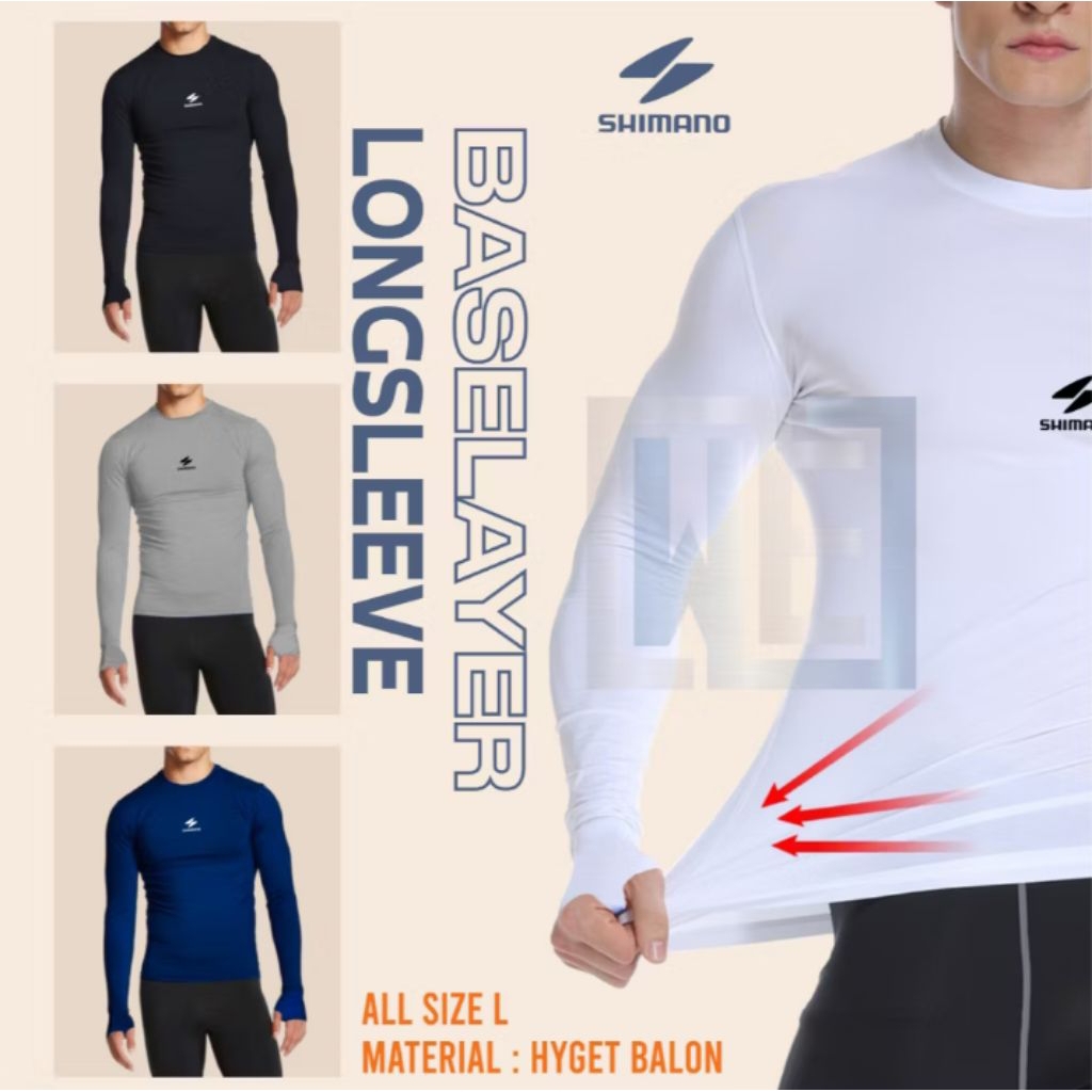 Baselayer lengan panjang pria wanita manset panjang dewasa baju fashion lengan panjpang baju renang 