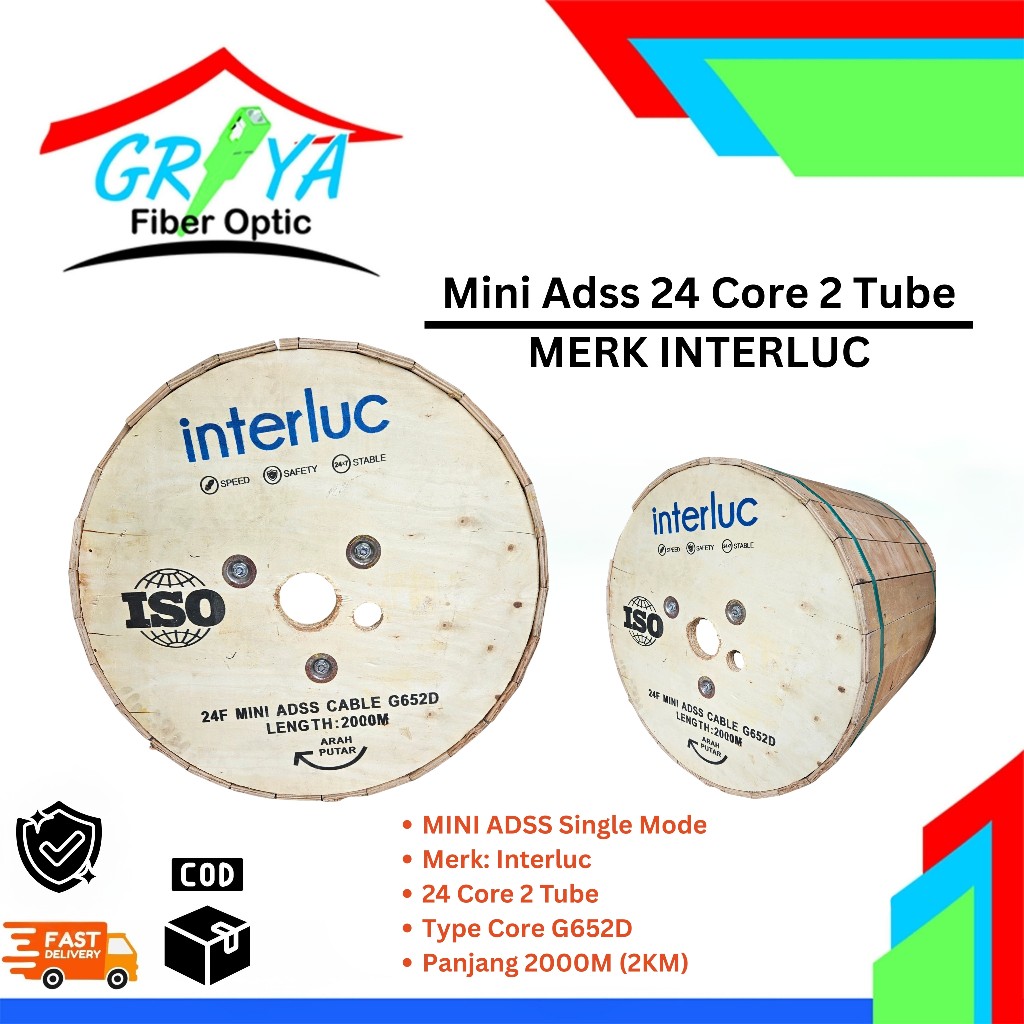 Interluc KU Mini ADSS 24 Core 2 Tube Fiber Optic Cable 24c 2000M Outdoor