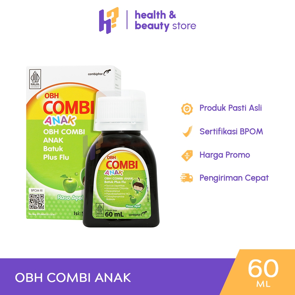 OBH COMBI ANAK BATUK FLU 60 ML |  OBAT BATUK DAN FLU ANAK, SAKIT KEPALA, BERSIN-BERSIN, PARACETAMOL,