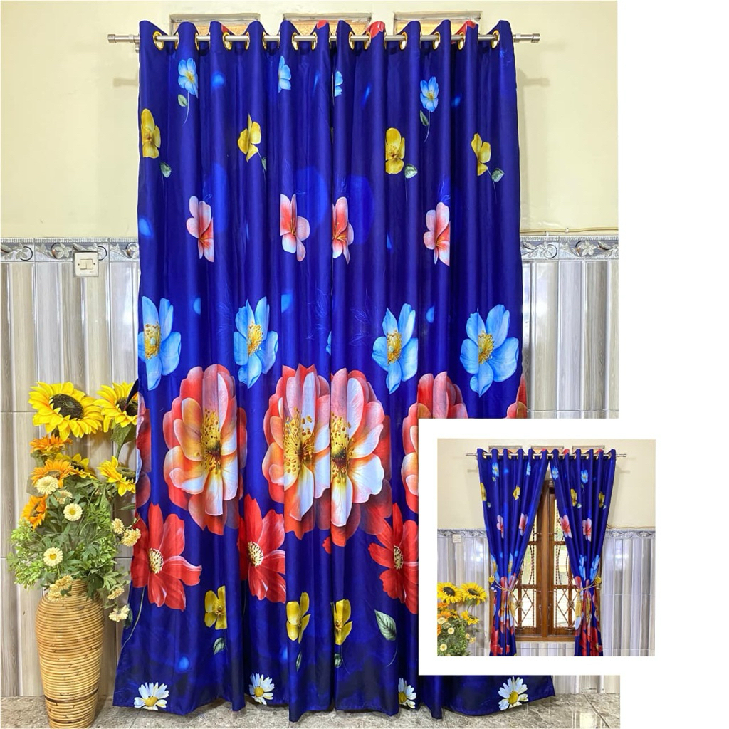 BISA COD GORDEN MOTIF WARNA BIRU MOTIF BUNGA MURAH GORDYN RING KORDEN PINTU TIRAI JENDELA