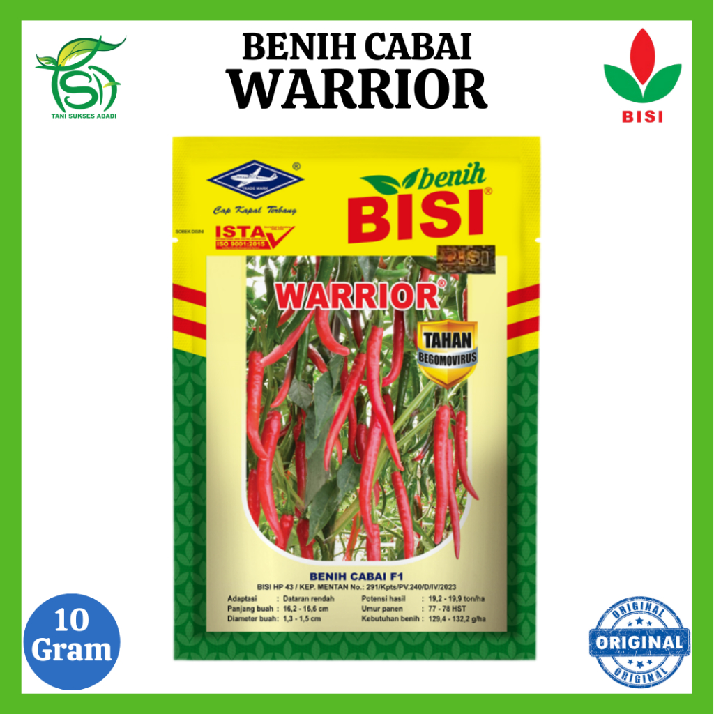 Benih Cabai WARRIOR (10 Gram) - Bibit Cabe Besar Hibrida F1 BISI