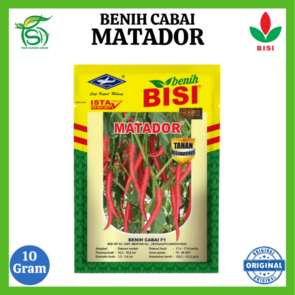 Benih Cabai MATADOR (10 Gram) - Bibit Cabe Besar Hibrida F1 BISI