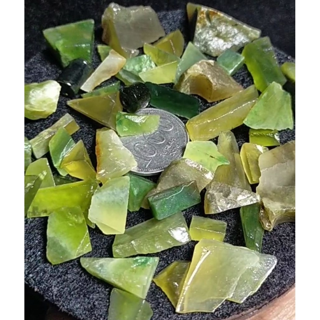 X36 - 50 Pcs - Batu Idocrase ACEH Potekan - Serpentine Lumut Ice Jade Solar Lumut Murah