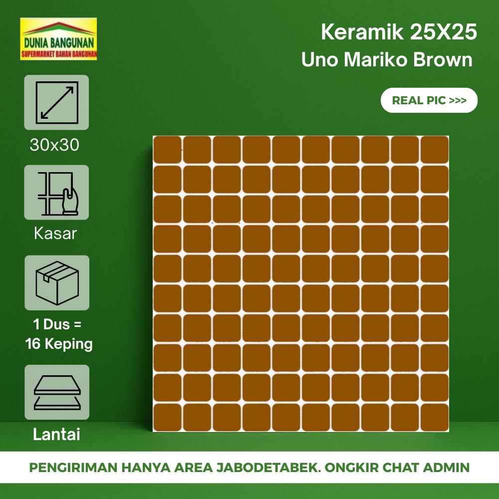 Keramik 25x25 Keramik Lantai Kamar Mandi UNO Mariko Brown KW1 Keramik Lantai Kasar Coklat