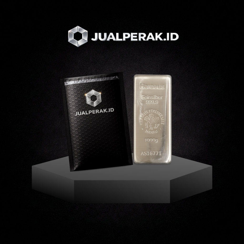 Heraeus 999,9% Perak Batangan 1000 G Gram / Heraeus 999,9% Silver Bar 1 Kg Kilogram