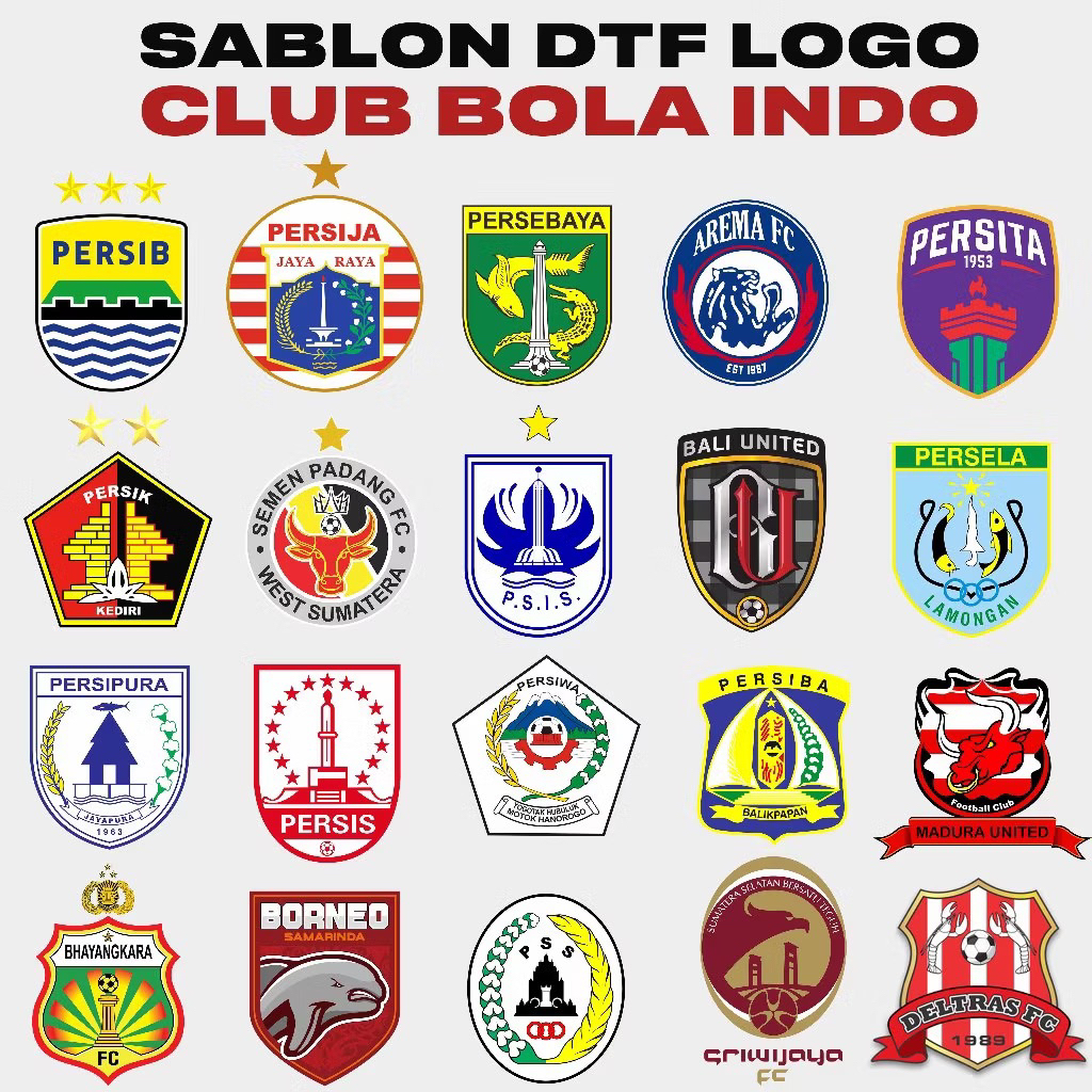 SABLON PATCH LOGO JERSEY CLUB INDONESIA PERSIB PERSIJA PERSEBAYA AREMA LIGA INDO SEPAK BOLA