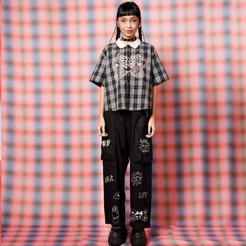 Plaid Playdate Black Butterfly Shirt | Liunic on Things | Kemeja
