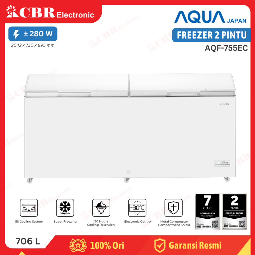 FREEZER PETI AQUA 2 PINTU AQF-755EC / 706 L