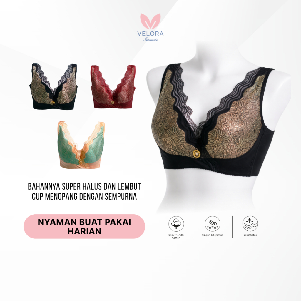 Velora - Bra Dengan Kawat Tanpa Busa Size 75C-85C | ROYAL