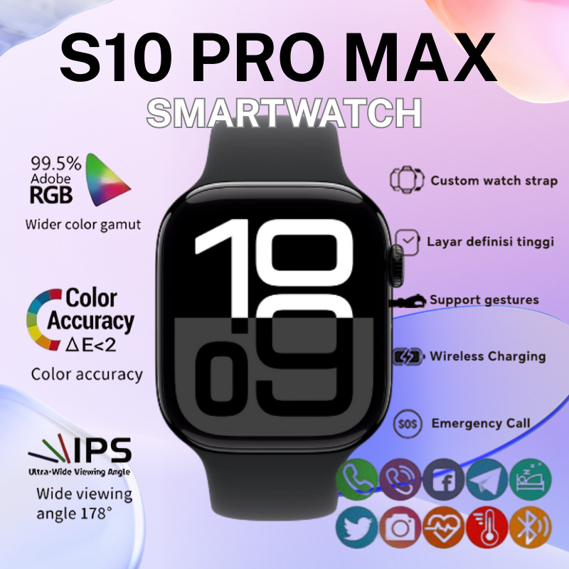 Jam tangan pintar S10 Pro Max memiliki layar definisi tinggi, smartwatch mendukung panggilan Bluetoo