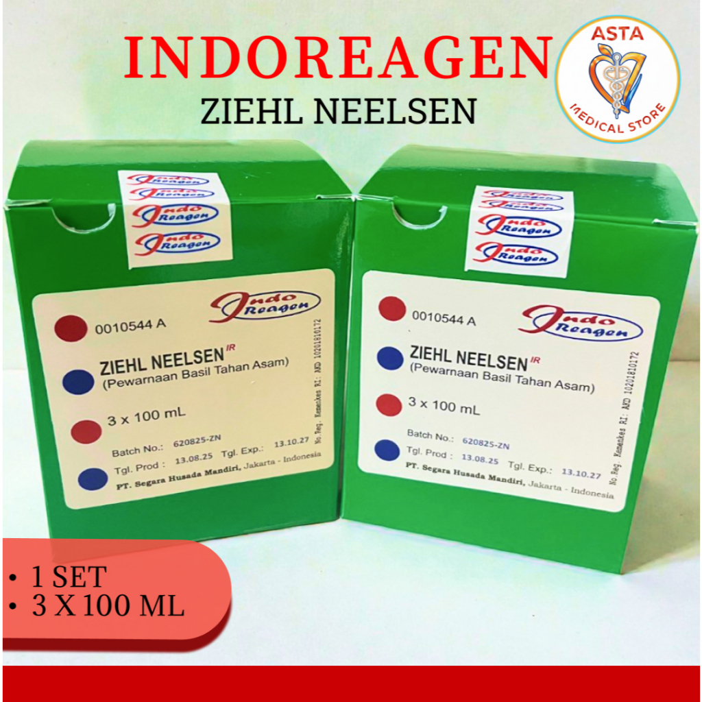 INDOREAGEN ZIEHL NEELSEN SET 3 X 100 ML / Reagen Ziehl Nelsen