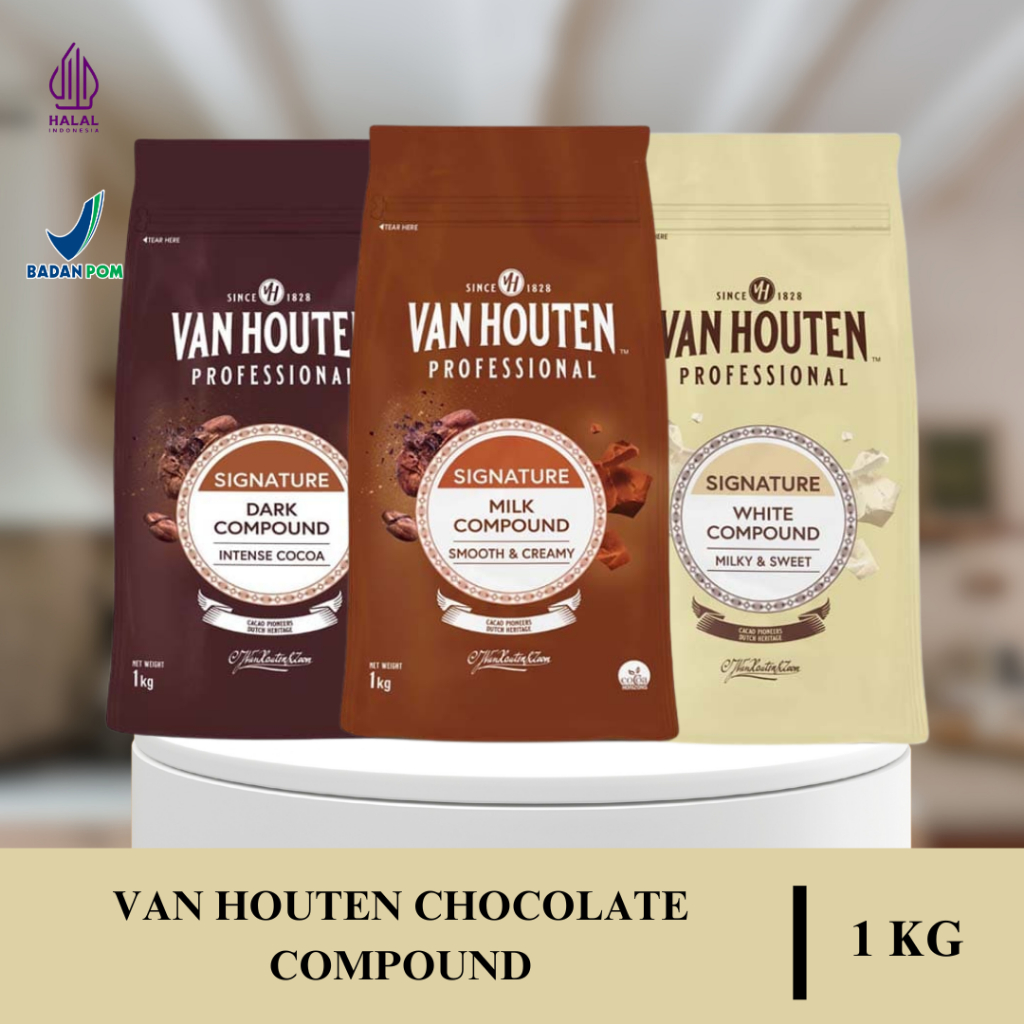 VAN HOUTEN Chocolate Compound Coin 1 KG / Intense Dark Chocolate / Milk / White Chocolate Compound