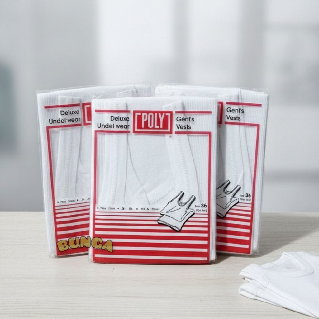 3 PCS Singlet POLY putih pria dewasa original / Kaos dalam pria dewasa POLY