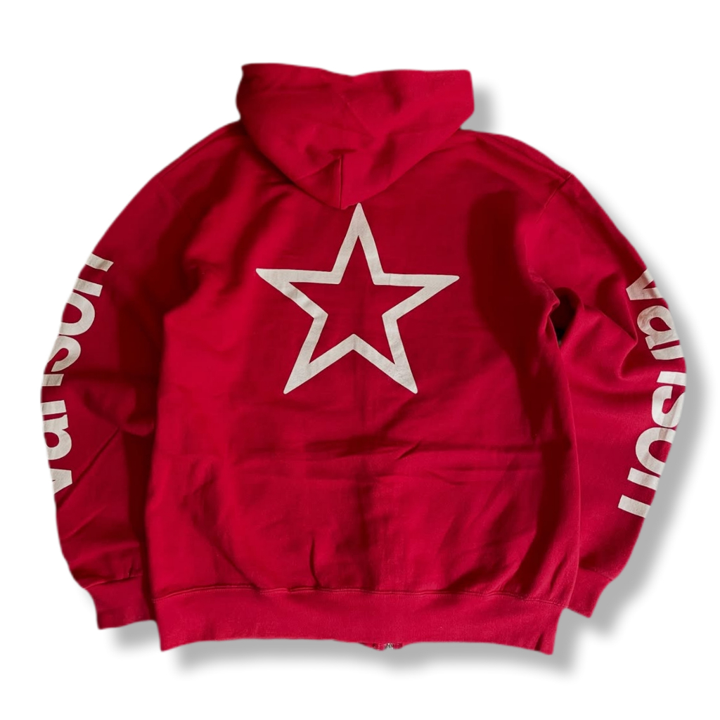 VINTAGE VANSON LEATHER STAR LOGO RED ZIP HOODIE | OUTERWEAR | JSNG