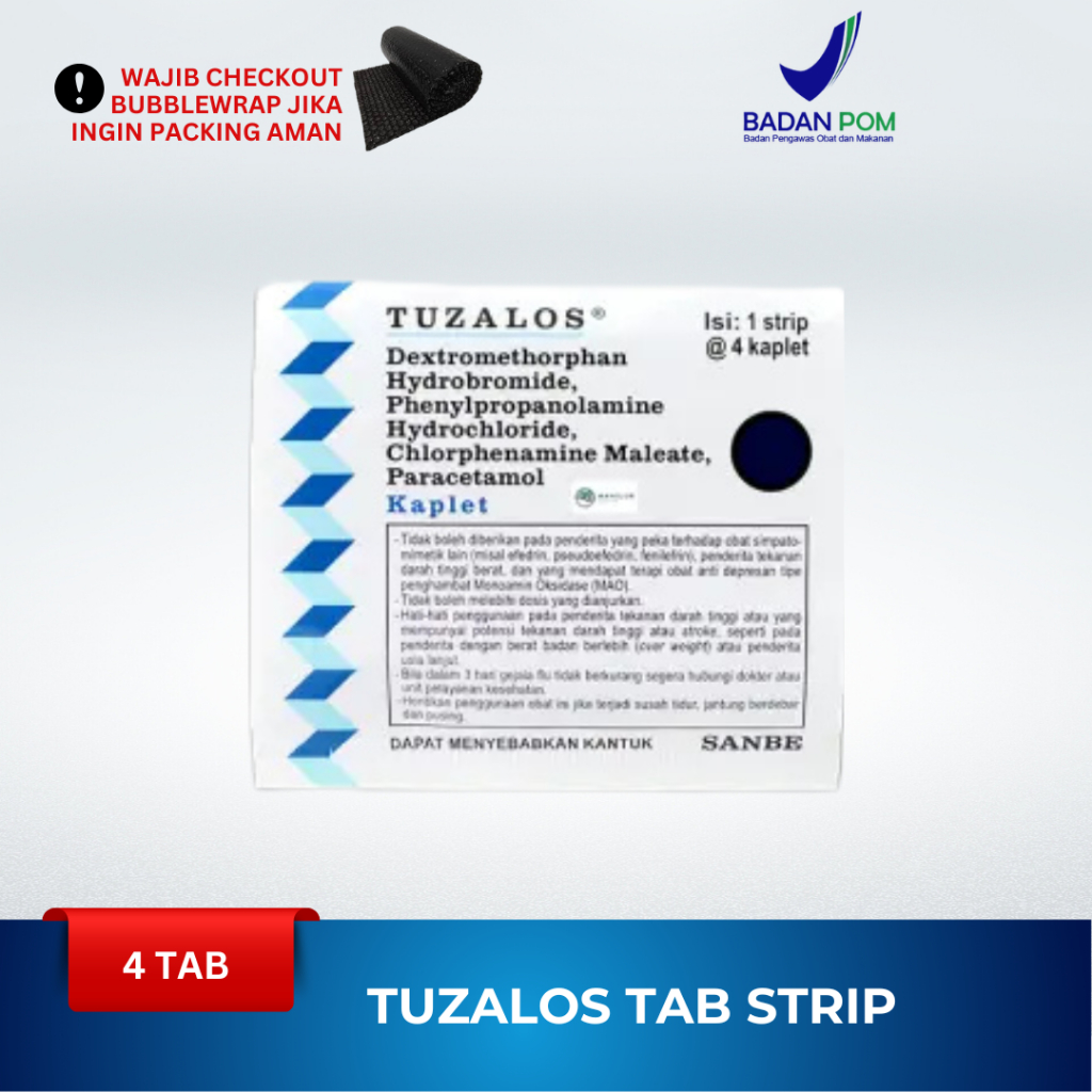 Tuzalos Strip 4 Tablet - Obat Flu dan Batuk Tanpa Efek Kantuk