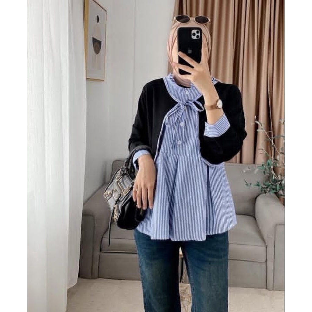 ALEYA VEST ROMPI//KEMEJA KERJA WANITA//ATASAN SALUR WANITA