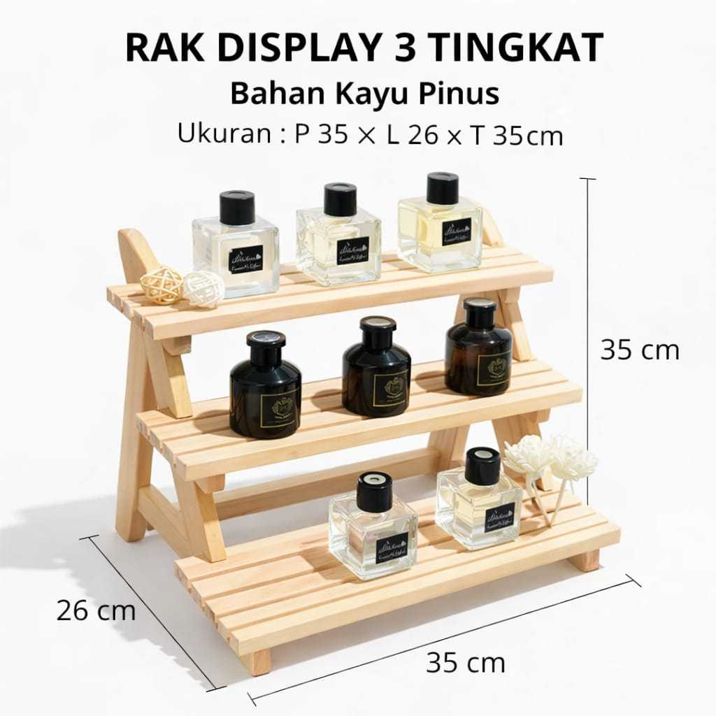 Rak Display Kayu 3-5 Tingkat  /rak kosmetik skincare /rak organizer meja minimalis