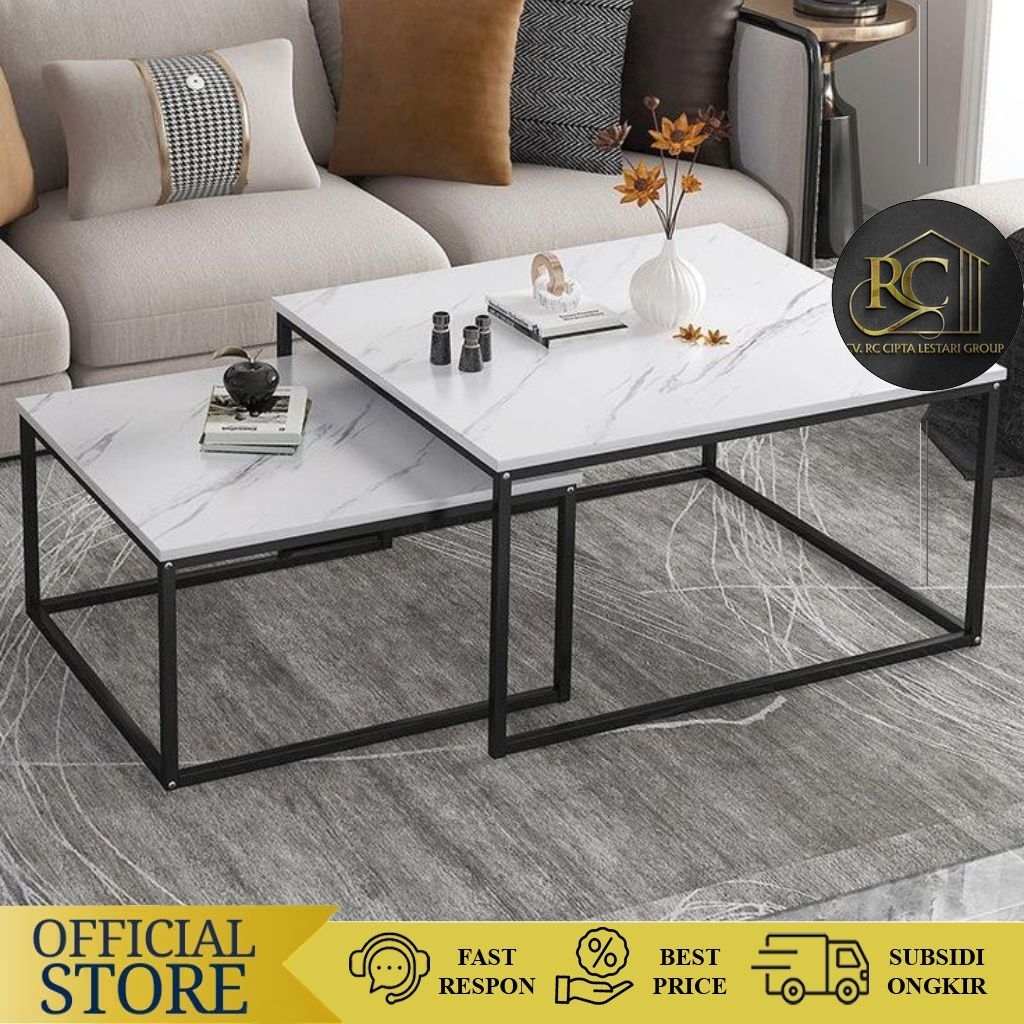 Meja Tamu Kotak Minimalis|Coffee Table|1 Set Table Industrial