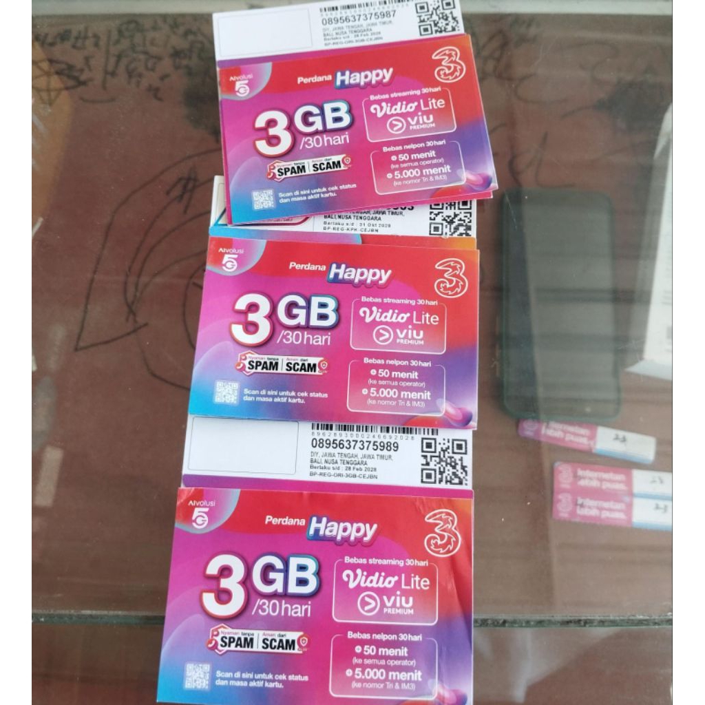 Kartu Perdana 3 kuota 3gb