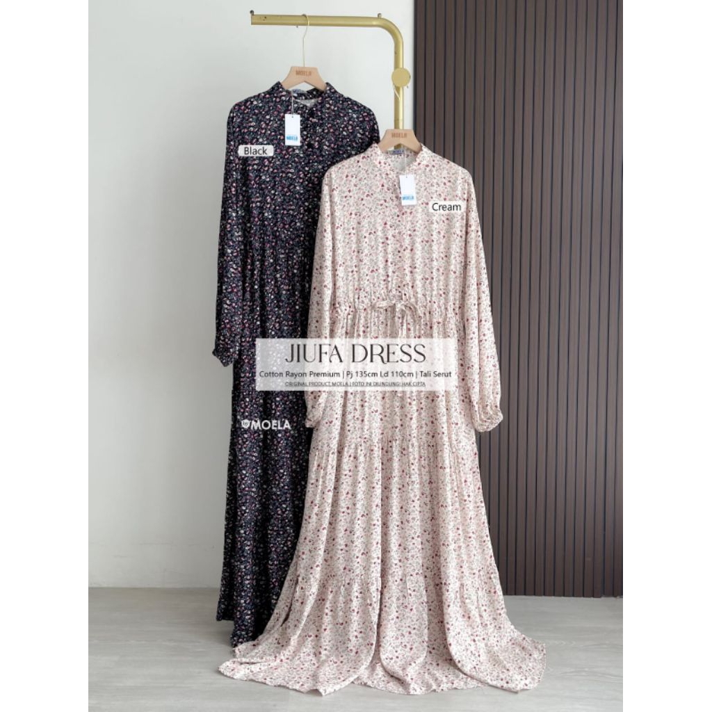 Moela Berlabel Jiufa Dress Gamis Jumbo Allsize Busui Premium Catton Rayon Original