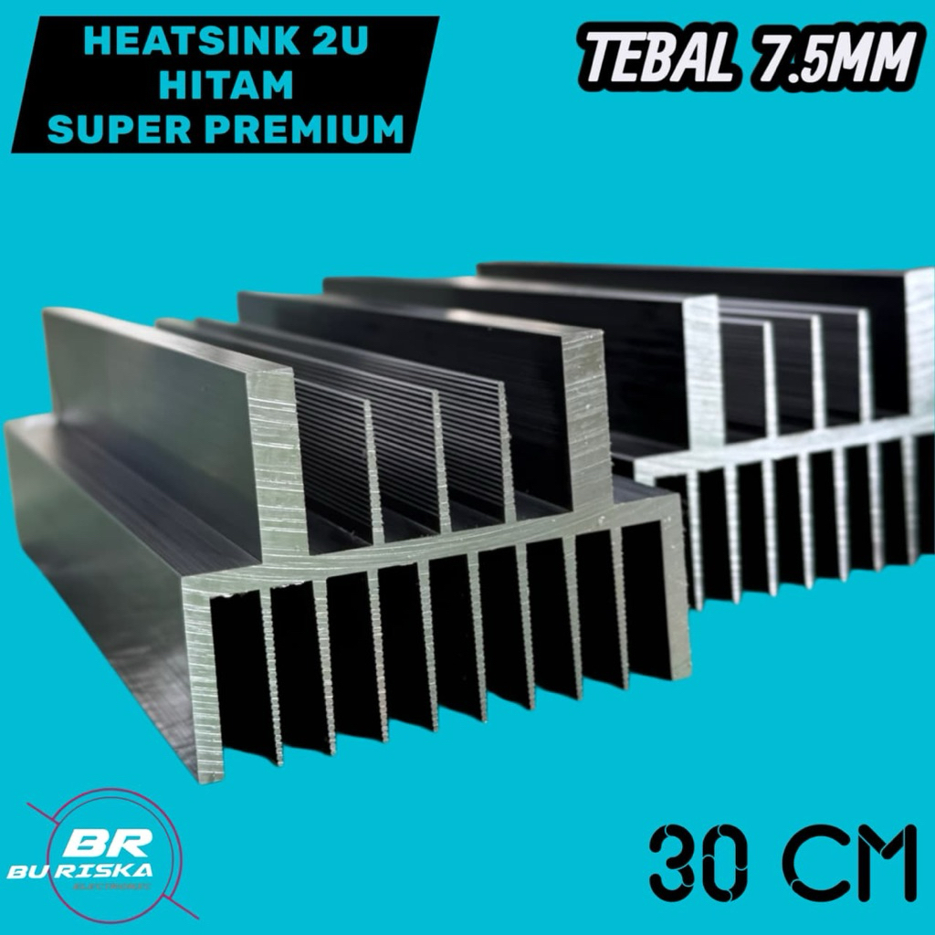 Heatsink / pendingin 2u 30cm hitam tebal 7.5mm