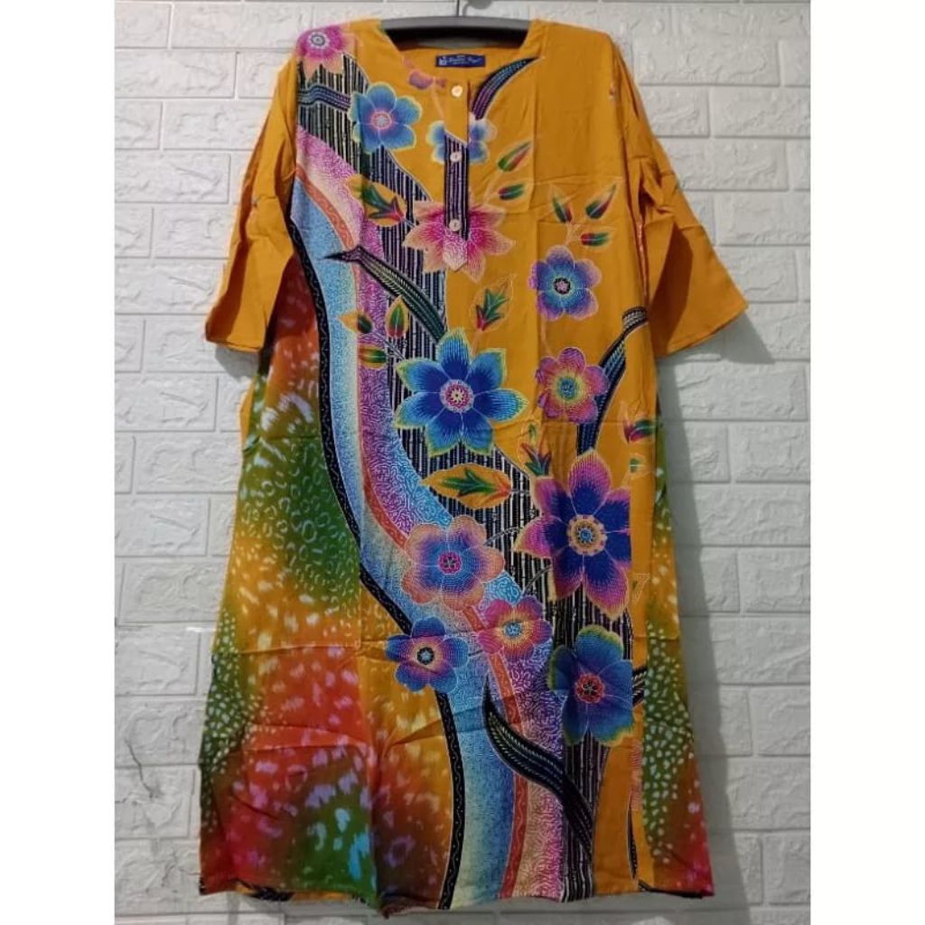 DASTER TANGAN 7/8 KENCANA UNGU BAJU DASTER WANITA KENCANA UNGU LEBEL BIRU ASLI BATIKU