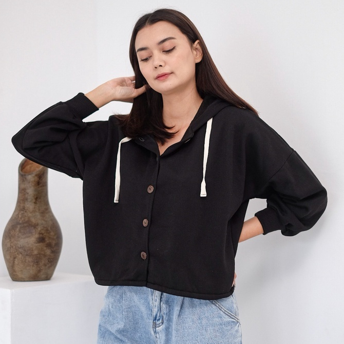 Hoodie Crop Wanita Sweater Hoodie Wanita Polos