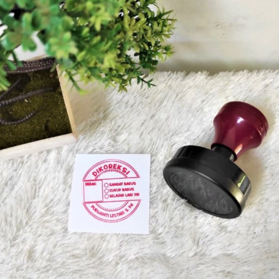 Stempel Sekolah Yayasan Penilaian Logo Costum Desain Bebas Bisa Isi Ulang Tinta Cap Kilat 1 hari jad