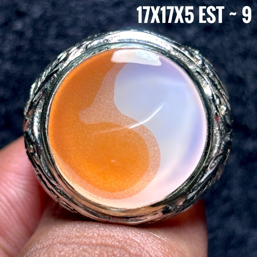 NATURAL BATU AKIK MOTIF YIN YANG