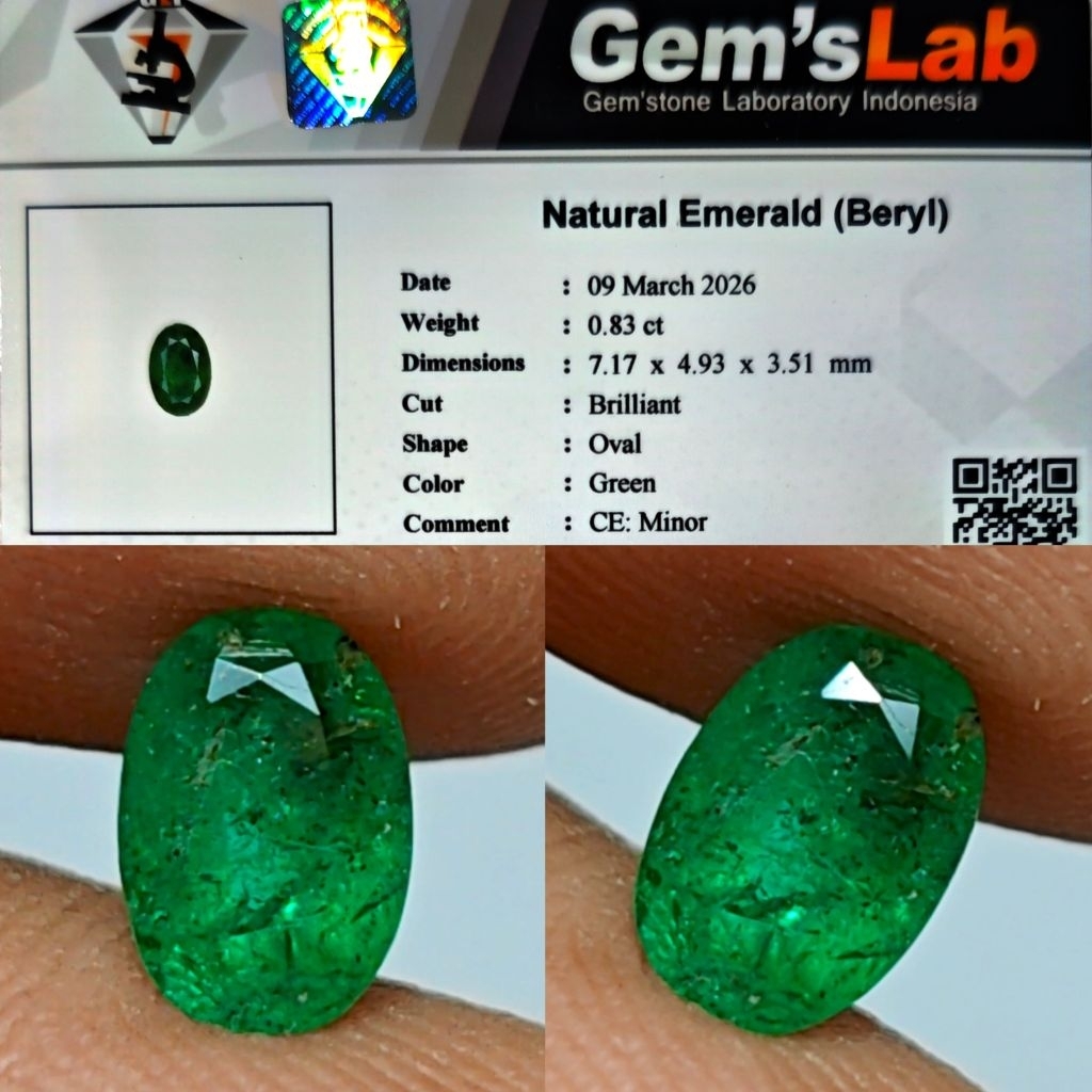 Natural Emerald Zamrud Minor Under 1ct GLI Material Crystall Warna Ijo Botol Good Luster Siang Malam