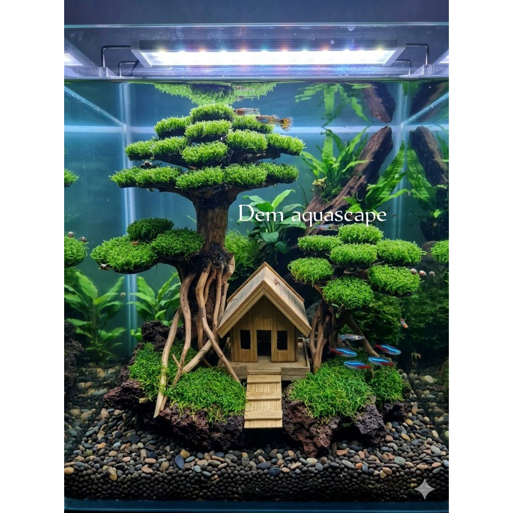 Bonsai Aquascape daun  sintetis