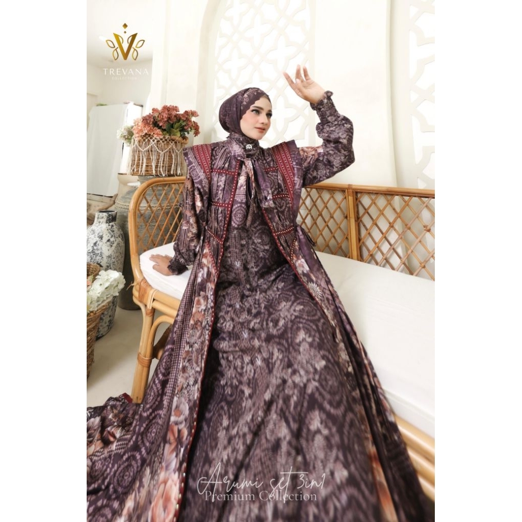 (COD) Gamis 3 in 1 Arumi Scarf by Trevana Collection bisa COD