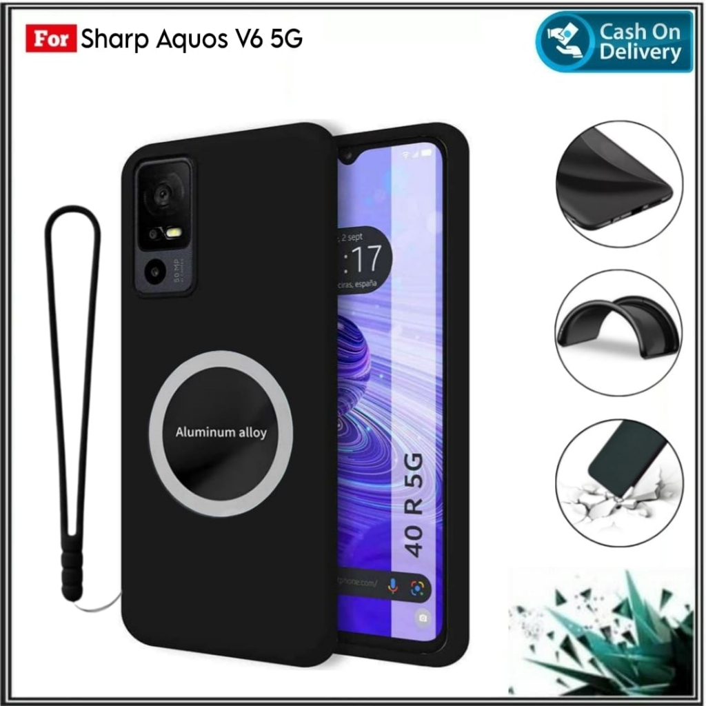 Soft Case Sharp Aquos V6 5G Soft Case Black Matte Premium & Magnetic Ring Cover