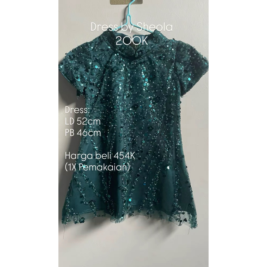 PRELOVED DRESS EMERALD GREEN ANAK PEREMPUAN 1Th (Custom by Me)