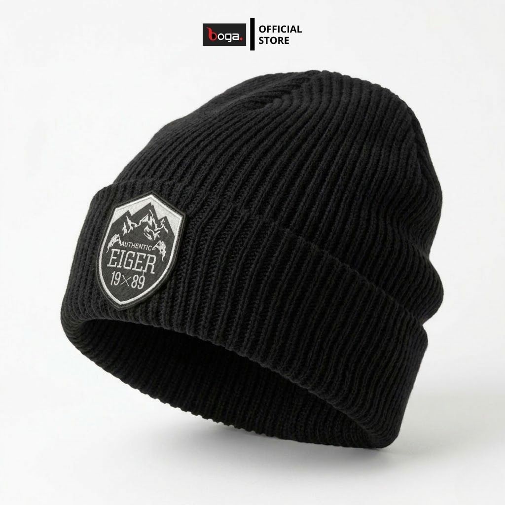Authentic Eiger 1989 Shield Kupluk Logo Bordir Pria Wanita Beanie Hat Cap Premium