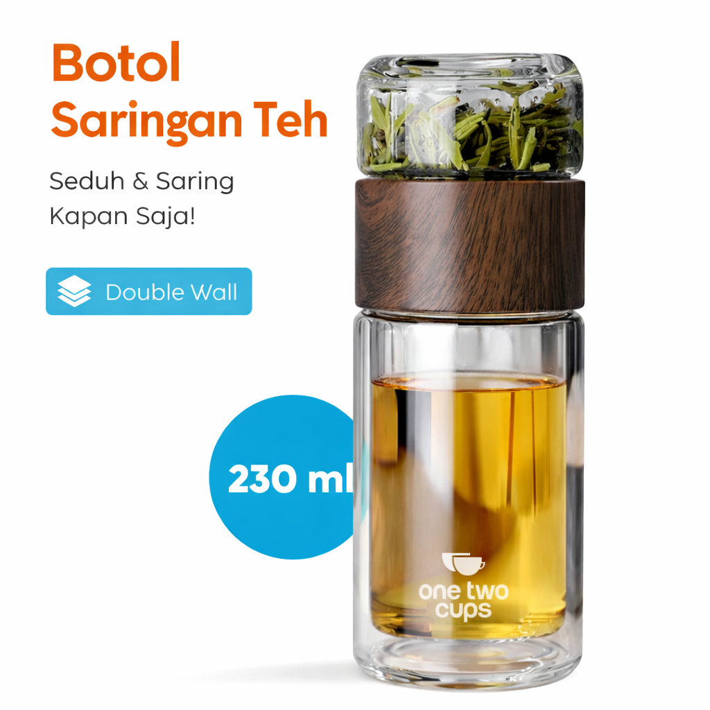 botol saringan teh kaca 230ml