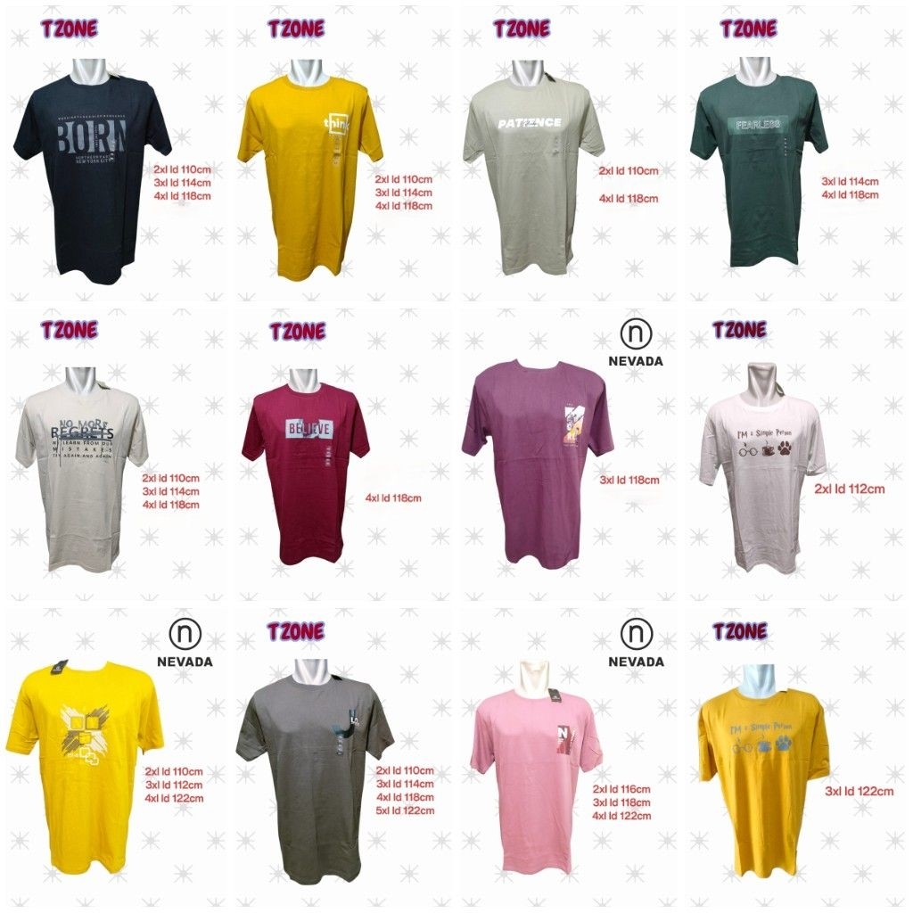 T ZONE Kaos Oblong Cowok Big size oversize