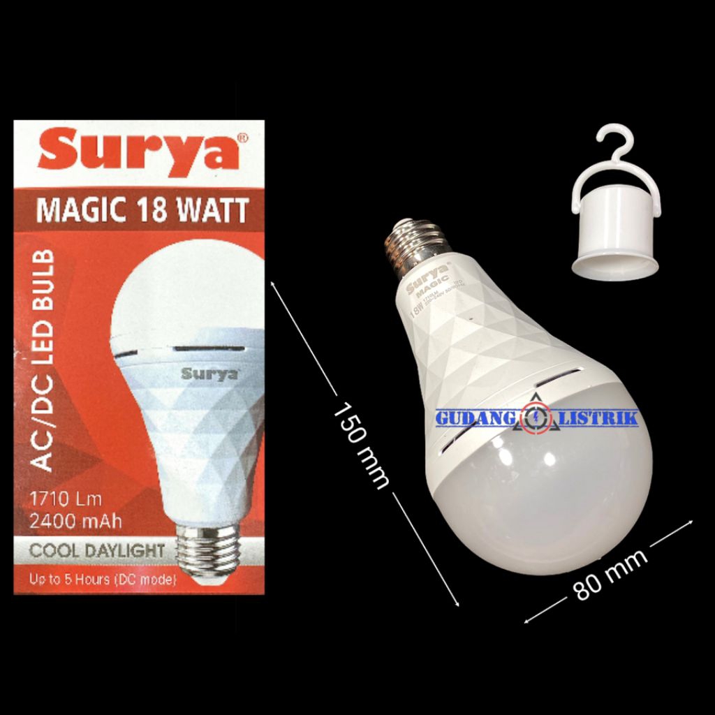 Lampu Led ACDC Led Ajaib Magic Emergency SURYA 18 watt 3 Mode