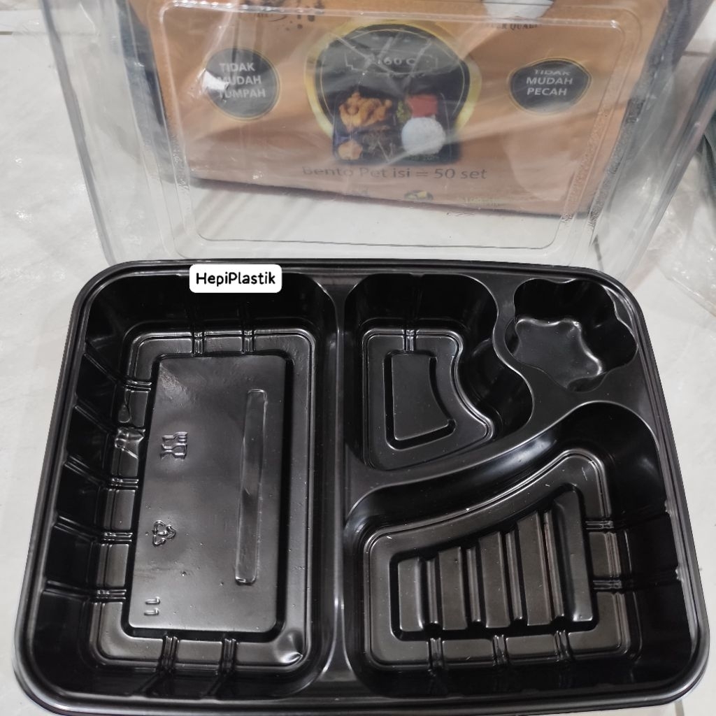 [Hepi Plastik] Mika Plastik Bento 4 Sekat isi 50set