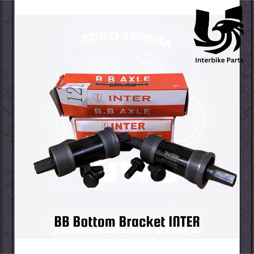 BB Kotak Inter Bearing Bottom Bracket Ukuran 113, 122mm Termasuk Baut Crank