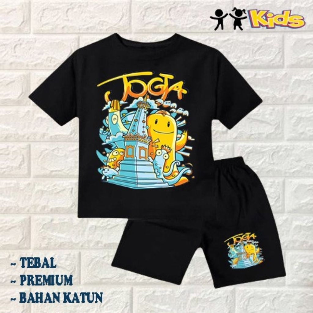 setelan baju anak laki-laki perempuan baju kaos anak laki-laki perempuan motif Jogja tradisional Mal