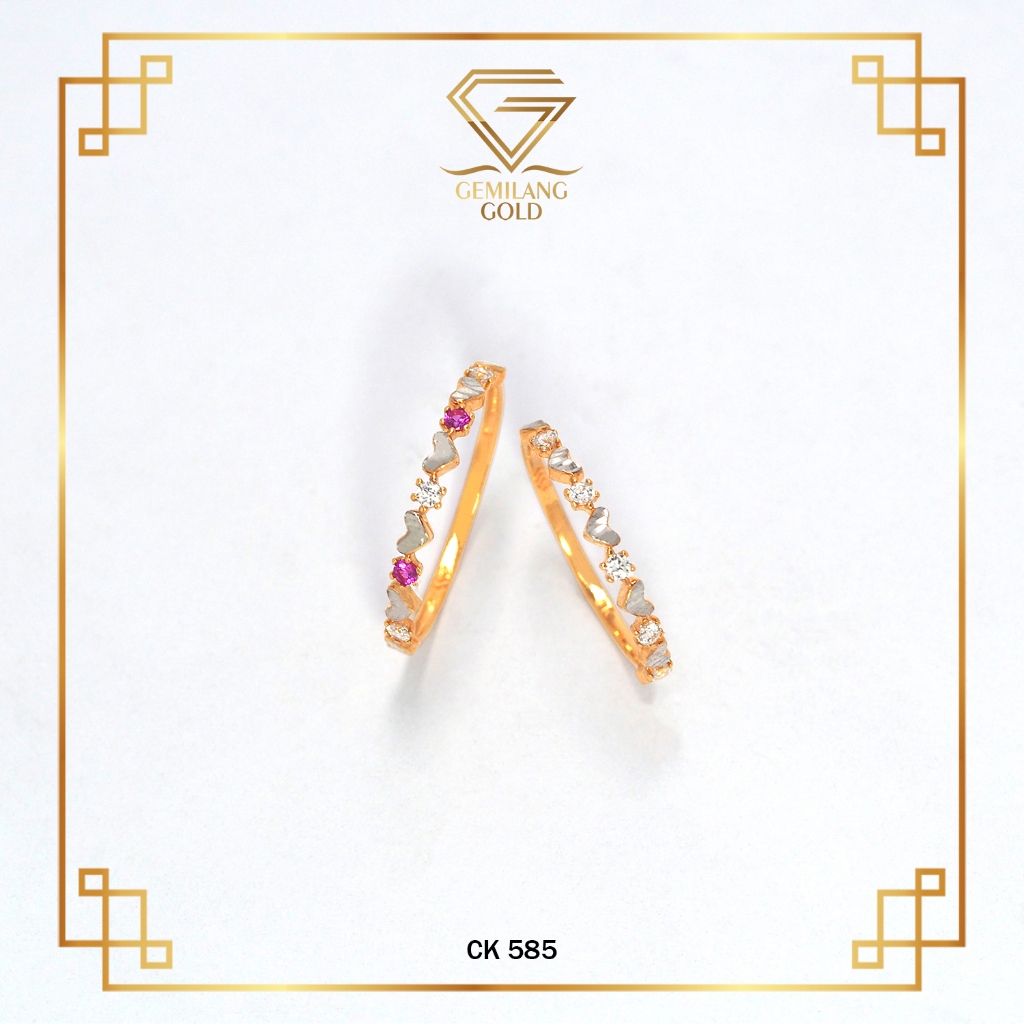 Cincin Emas Love Baris Rose Gold Kadar 8K Gemilang Gold ID (CK 585)