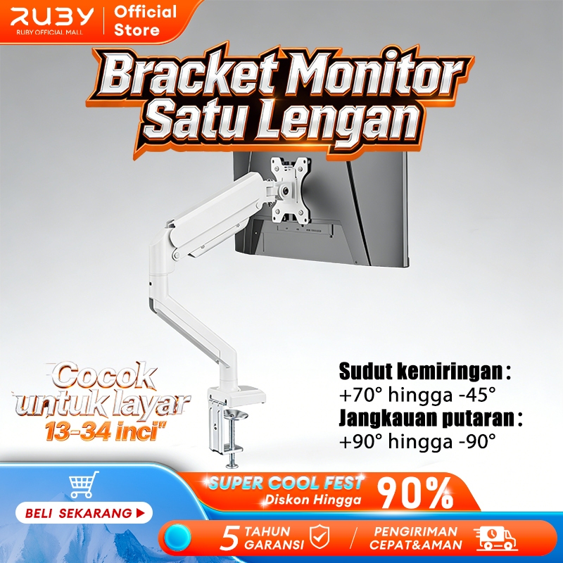 White Bracket monitor bracket 17-34" single monitor stand 360° adjustable monitor bracket