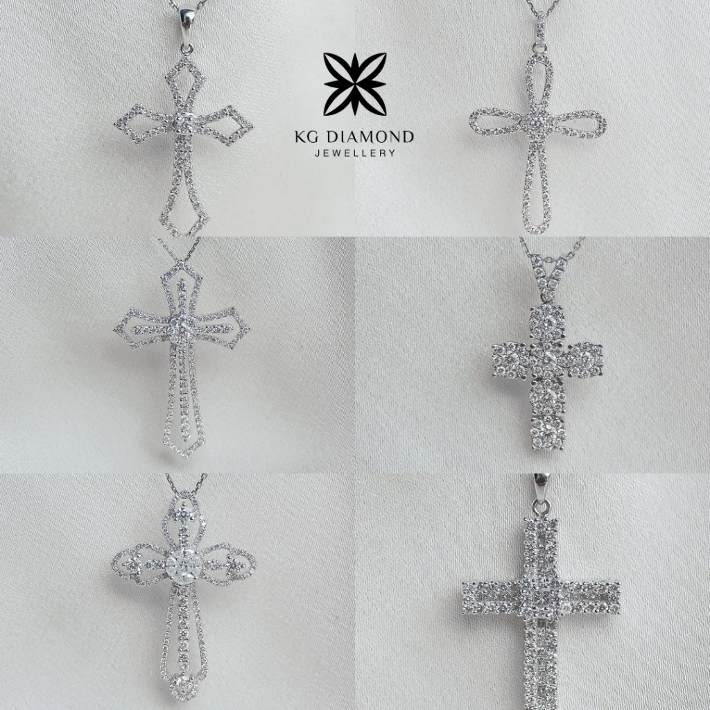KGdiamond - Liontin Salib Berlian Emas Putih 18k