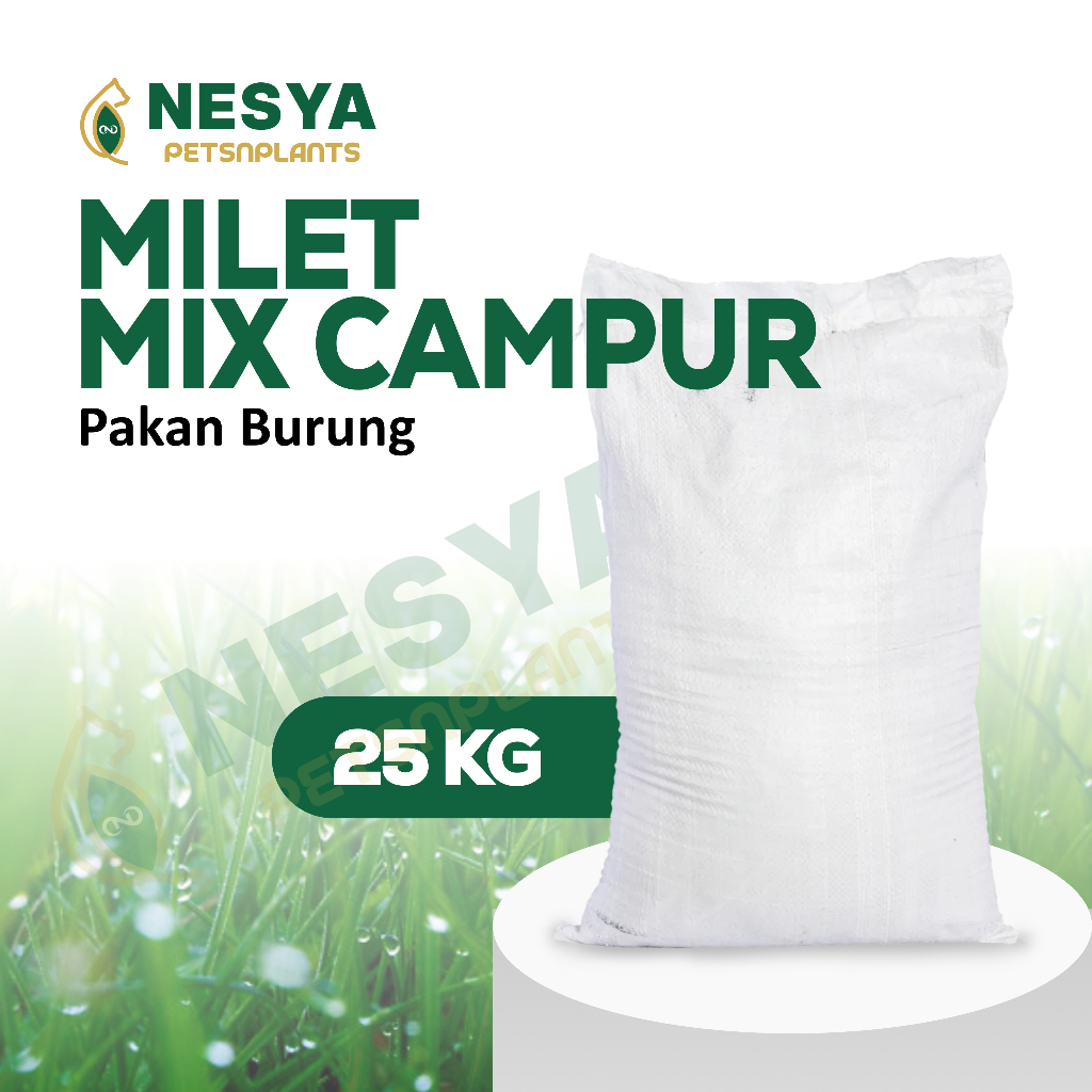 1 KARUNG/ZAK Milet Campur 25 kg Pakan Burung Lovebird, Parkit, Kombinasi Milet Merah, Kuning,  Putih