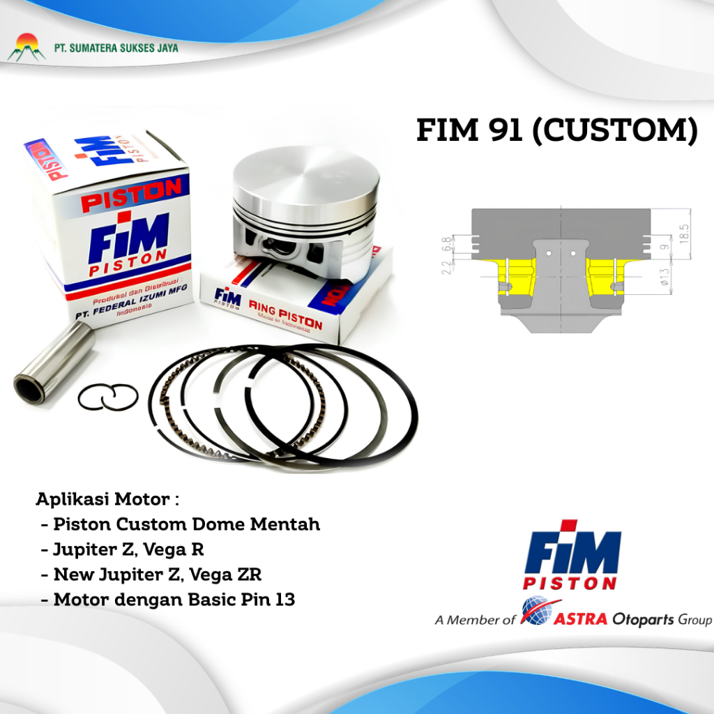 PISTON FIM 91 Custome Dome Mentah PAKET PISTON SET PISTON MOTOR
