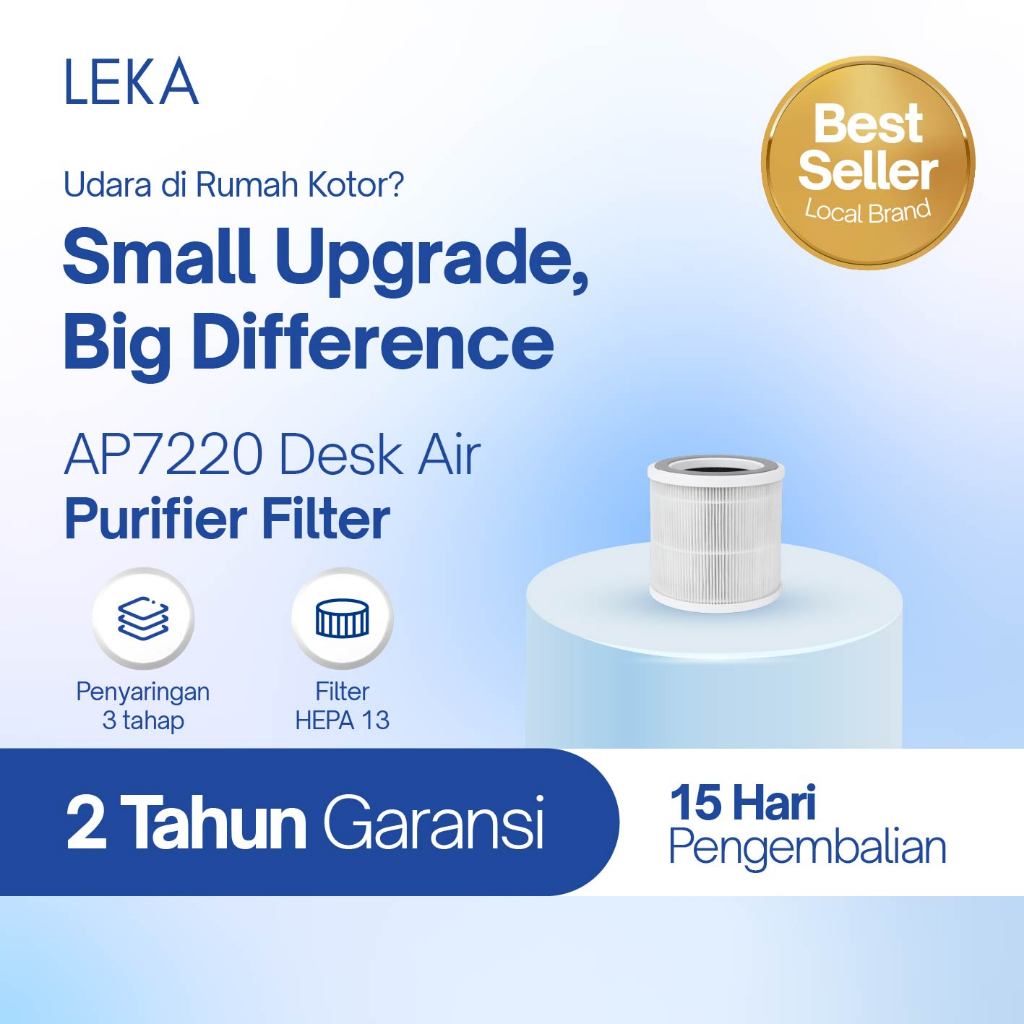 LEKA - AP7220 Desk Air Purifier Filter - Pembersih Udara True HEPA13