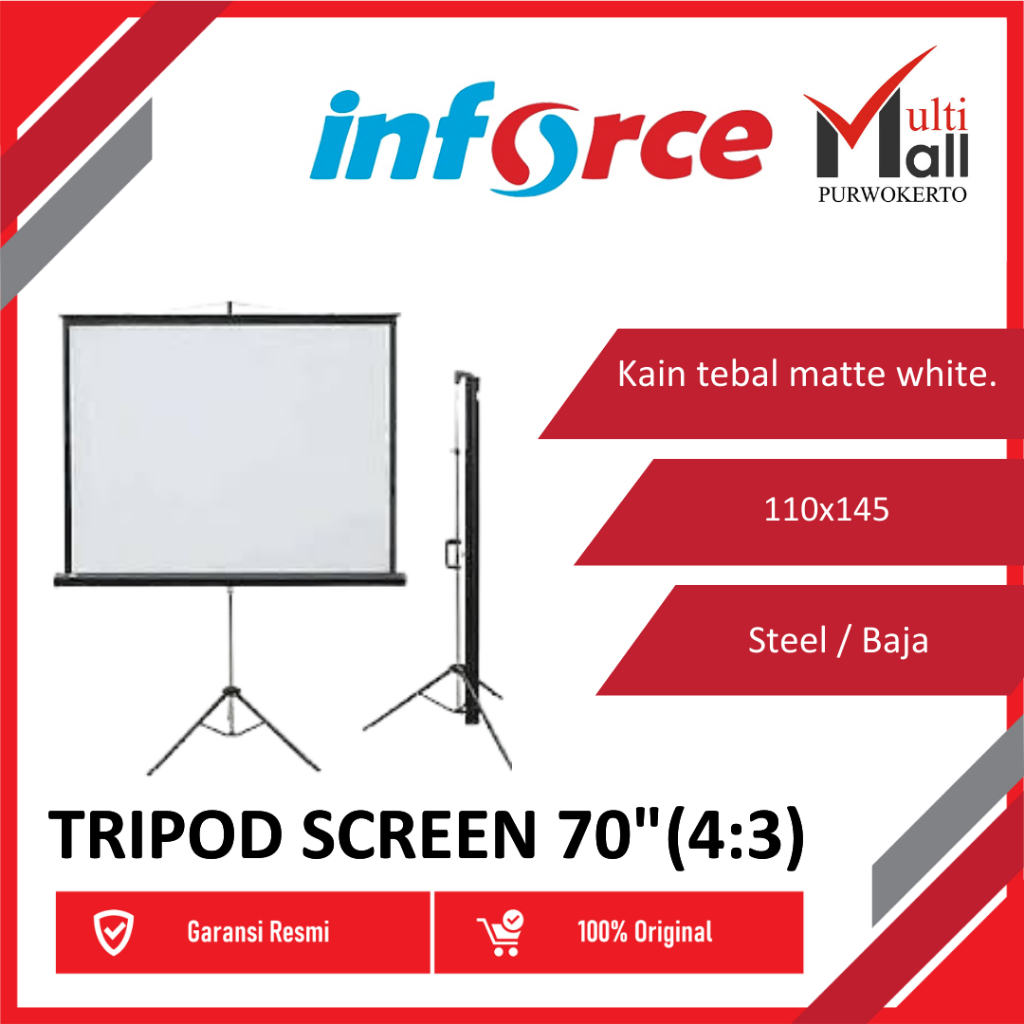 Inforce Tripod Screen Projector 70 4:3 / Layar Proyektor Inforce 70"