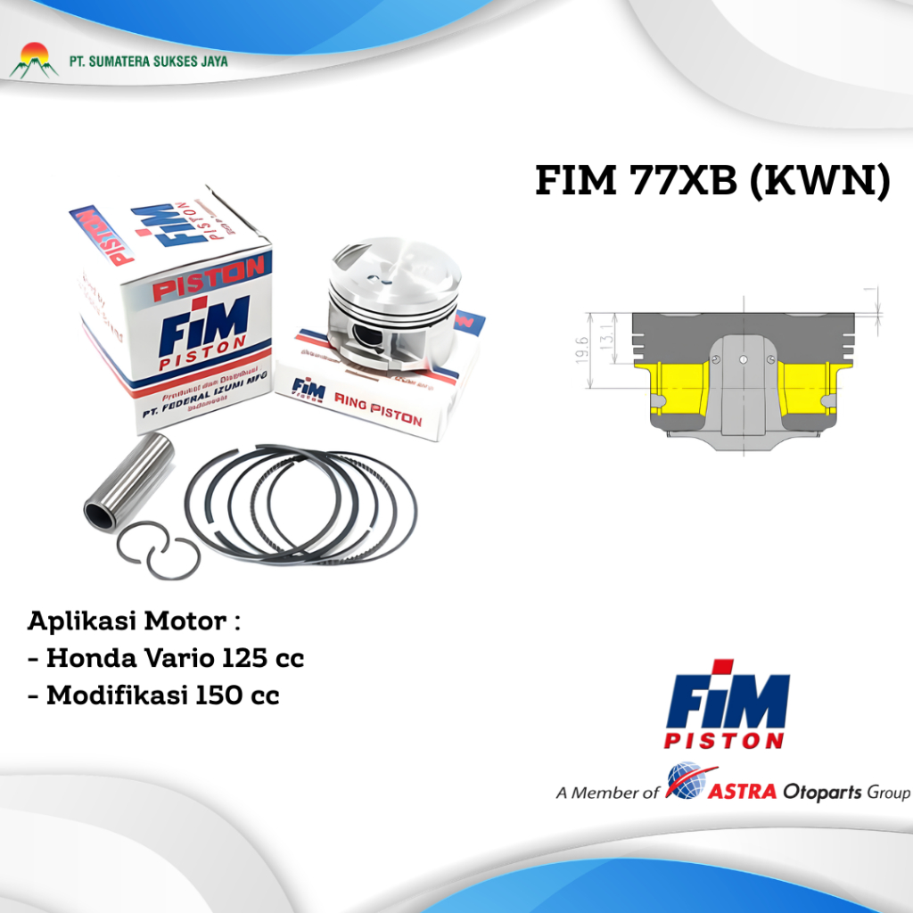PISTON FIM 77 XB HONDA VARIO 125 Bore Up 150Cc (KWN) PAKET PISTON SET MOTOR